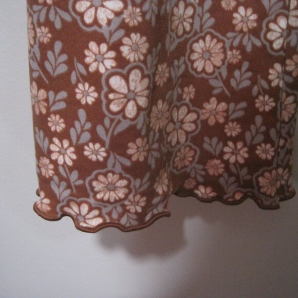 SO Pants Womens Medium Leggings Floral High Rise Flare Lettuce Hem Pull On Brown - Picture 4 of 8